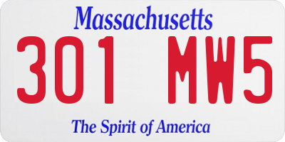 MA license plate 301MW5