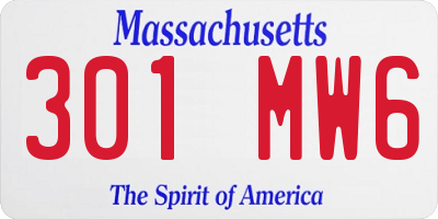 MA license plate 301MW6