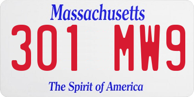 MA license plate 301MW9