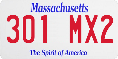 MA license plate 301MX2