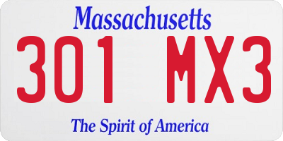MA license plate 301MX3