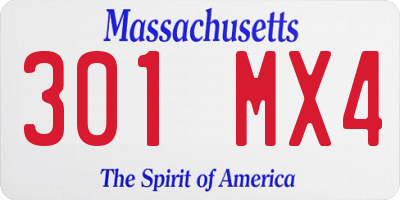 MA license plate 301MX4