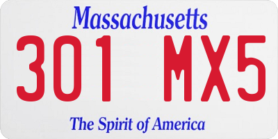 MA license plate 301MX5