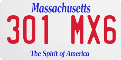 MA license plate 301MX6