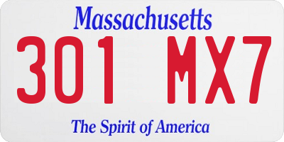 MA license plate 301MX7