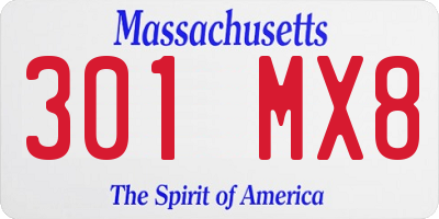 MA license plate 301MX8