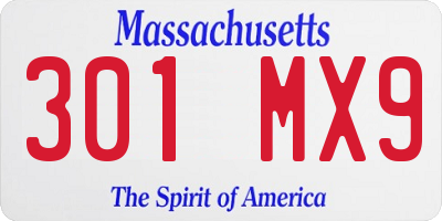 MA license plate 301MX9