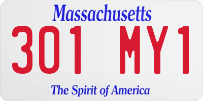 MA license plate 301MY1