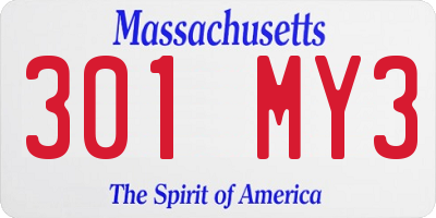 MA license plate 301MY3