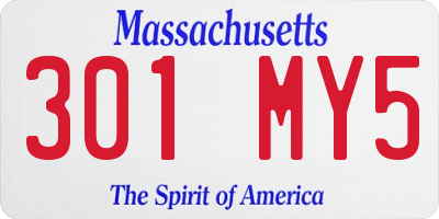 MA license plate 301MY5