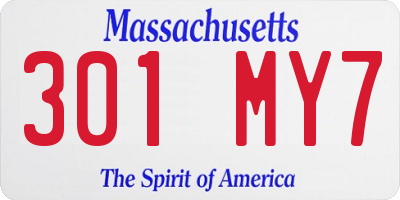 MA license plate 301MY7