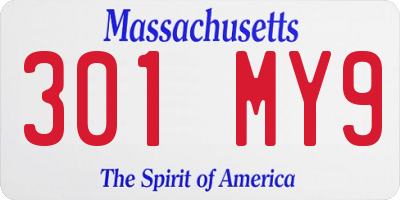 MA license plate 301MY9