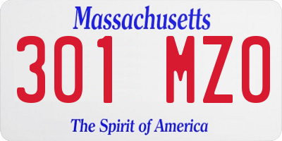 MA license plate 301MZ0