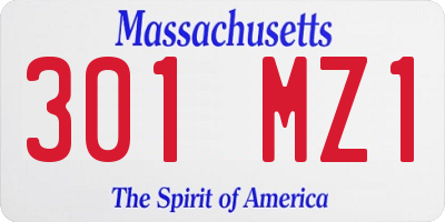 MA license plate 301MZ1