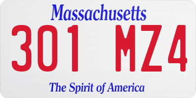 MA license plate 301MZ4