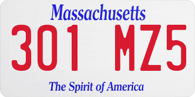MA license plate 301MZ5