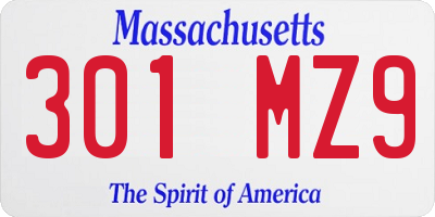 MA license plate 301MZ9