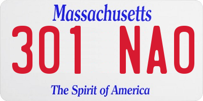 MA license plate 301NA0