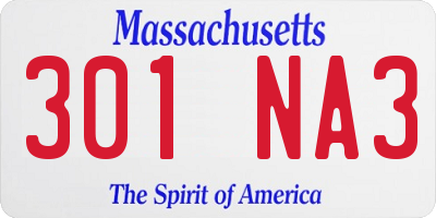 MA license plate 301NA3