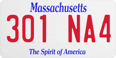 MA license plate 301NA4