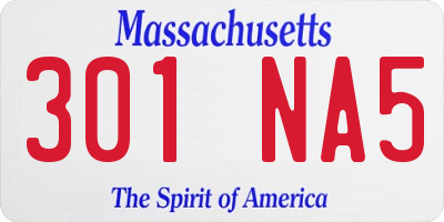 MA license plate 301NA5