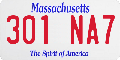 MA license plate 301NA7