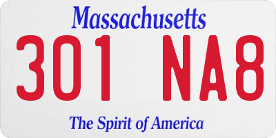MA license plate 301NA8
