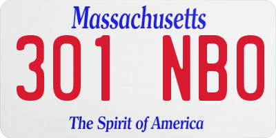 MA license plate 301NB0