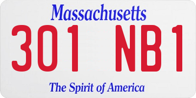MA license plate 301NB1