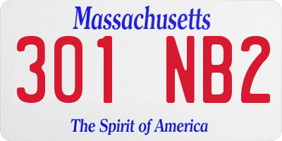 MA license plate 301NB2