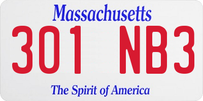 MA license plate 301NB3
