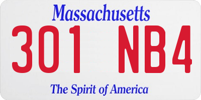 MA license plate 301NB4