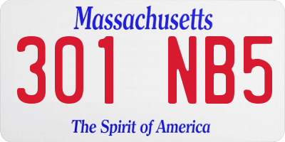 MA license plate 301NB5
