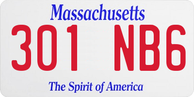 MA license plate 301NB6