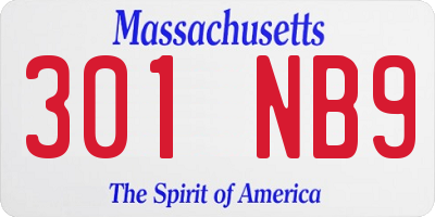 MA license plate 301NB9