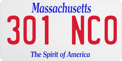 MA license plate 301NC0