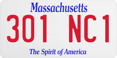MA license plate 301NC1
