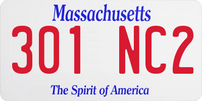 MA license plate 301NC2