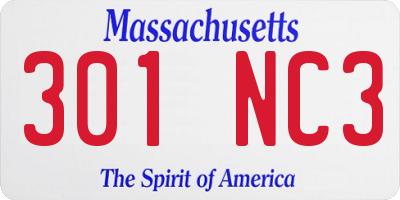 MA license plate 301NC3