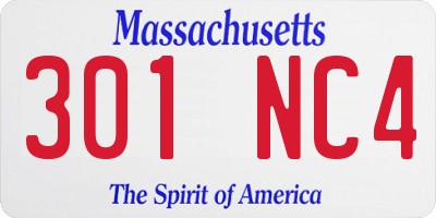 MA license plate 301NC4