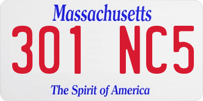 MA license plate 301NC5