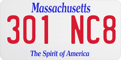 MA license plate 301NC8