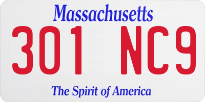 MA license plate 301NC9