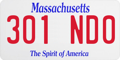 MA license plate 301ND0
