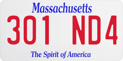 MA license plate 301ND4