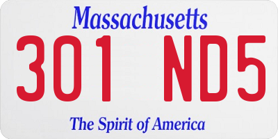 MA license plate 301ND5