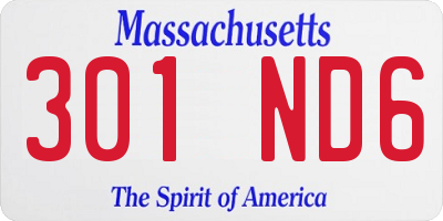MA license plate 301ND6