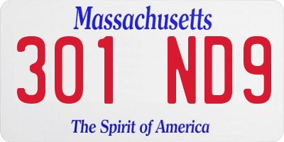 MA license plate 301ND9