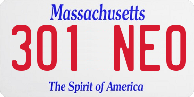 MA license plate 301NE0