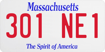 MA license plate 301NE1